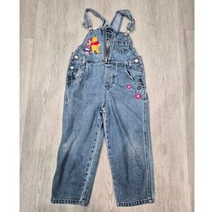 RARE Vtg Disney Winnie the Pooh & Piglet Denim Overalls Size 5